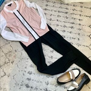 J. Crew XXS Pink Color-Block Merino Wool Cardigan